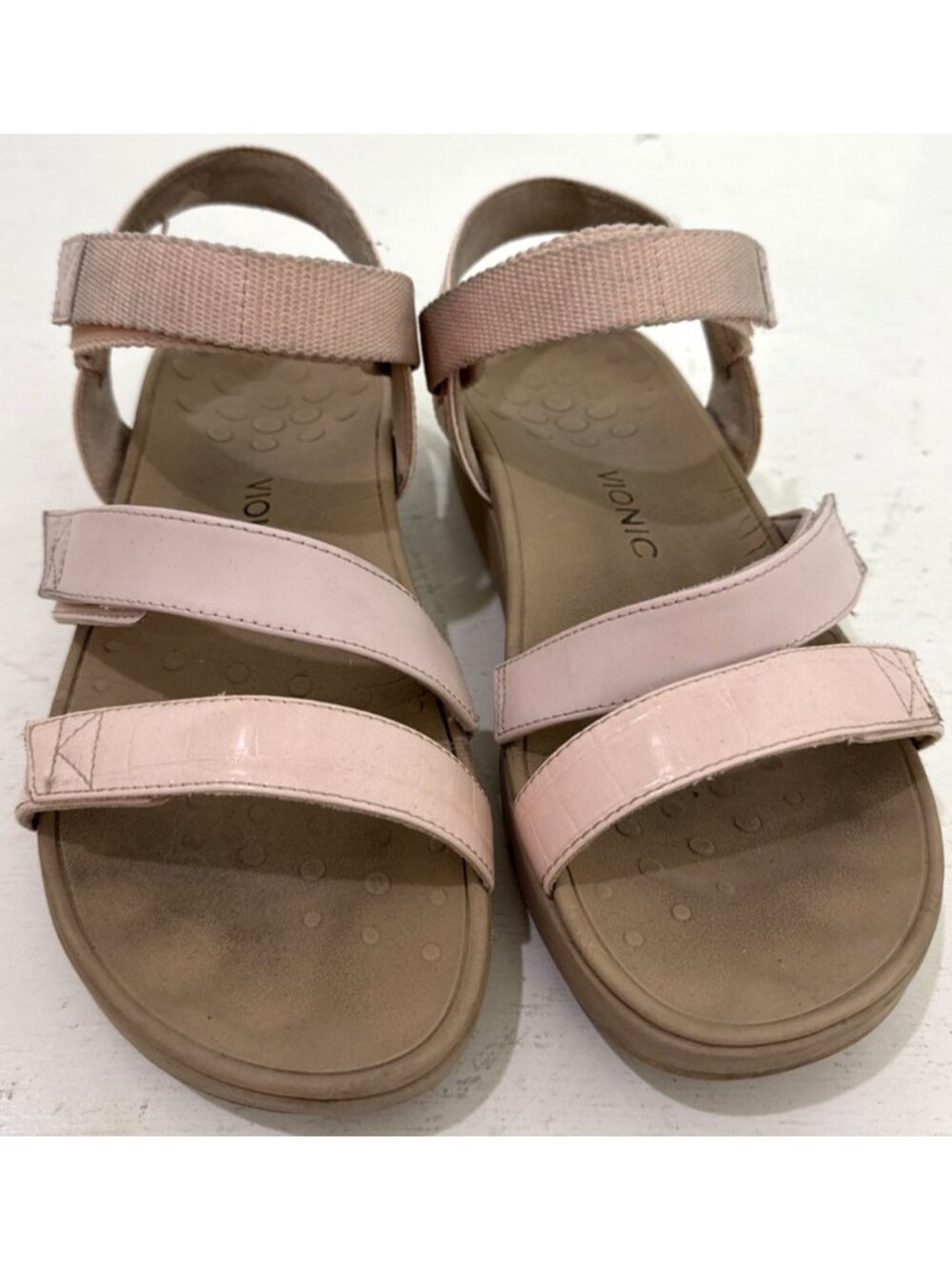 Vionic Misty Women Sandal Casual Wedge Ankle Strap Hook Loop Podiatrist Pink 10